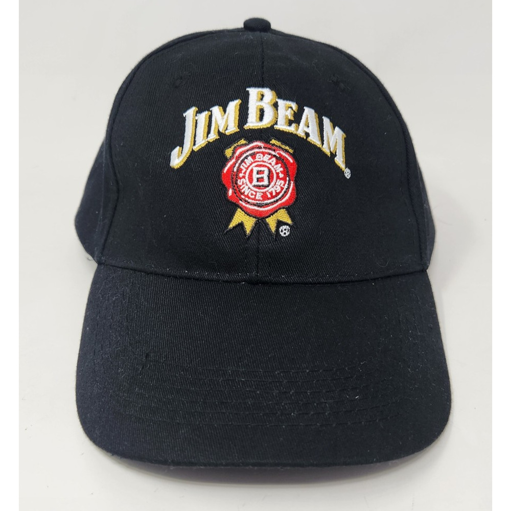 Jim Beam Black Embroidered Wax-Seal Logo Baseball Cap - 100% Cotton Adjustable